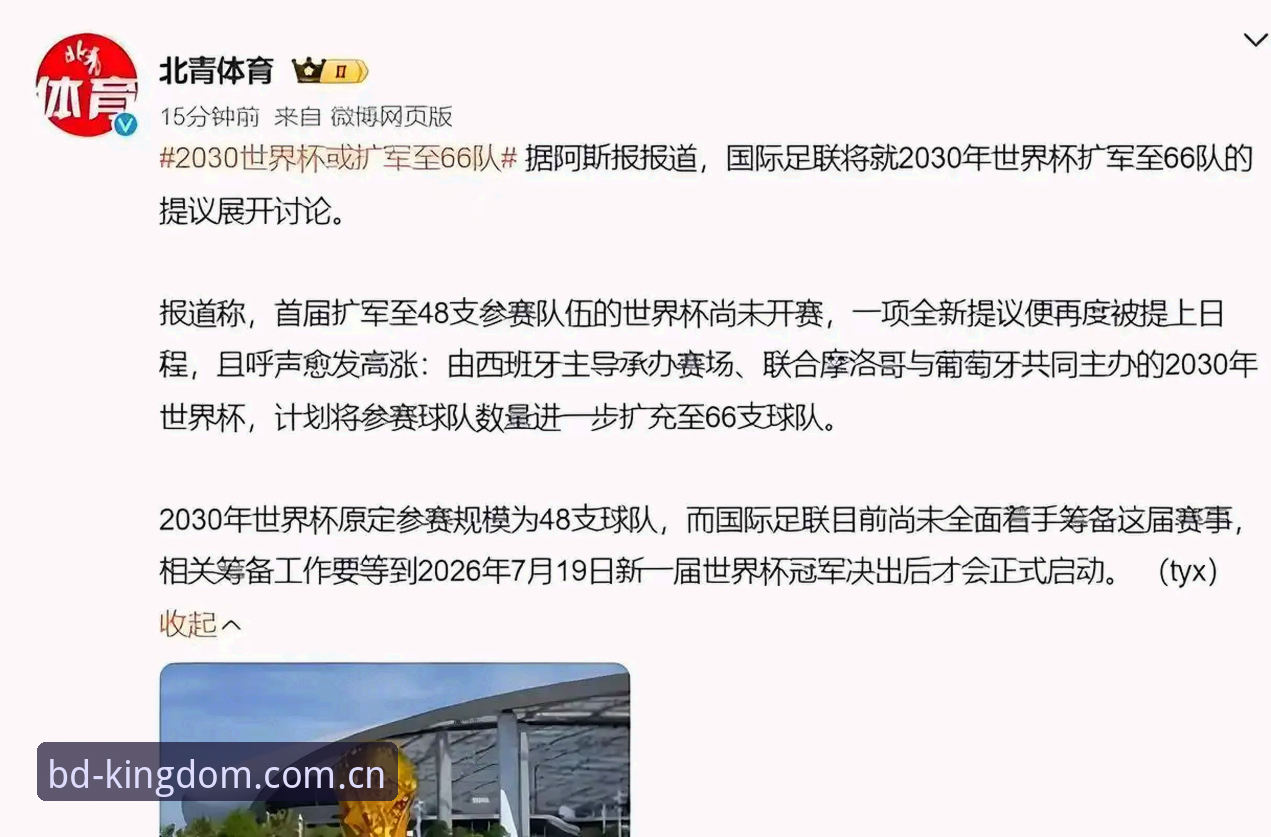 2030年世界杯扩军至66队深度分析：中国男足迎来历史性机遇